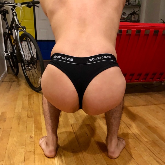 Men's Authentic Roberto Cavalli Black Thong Brief - Picture 7 of 9